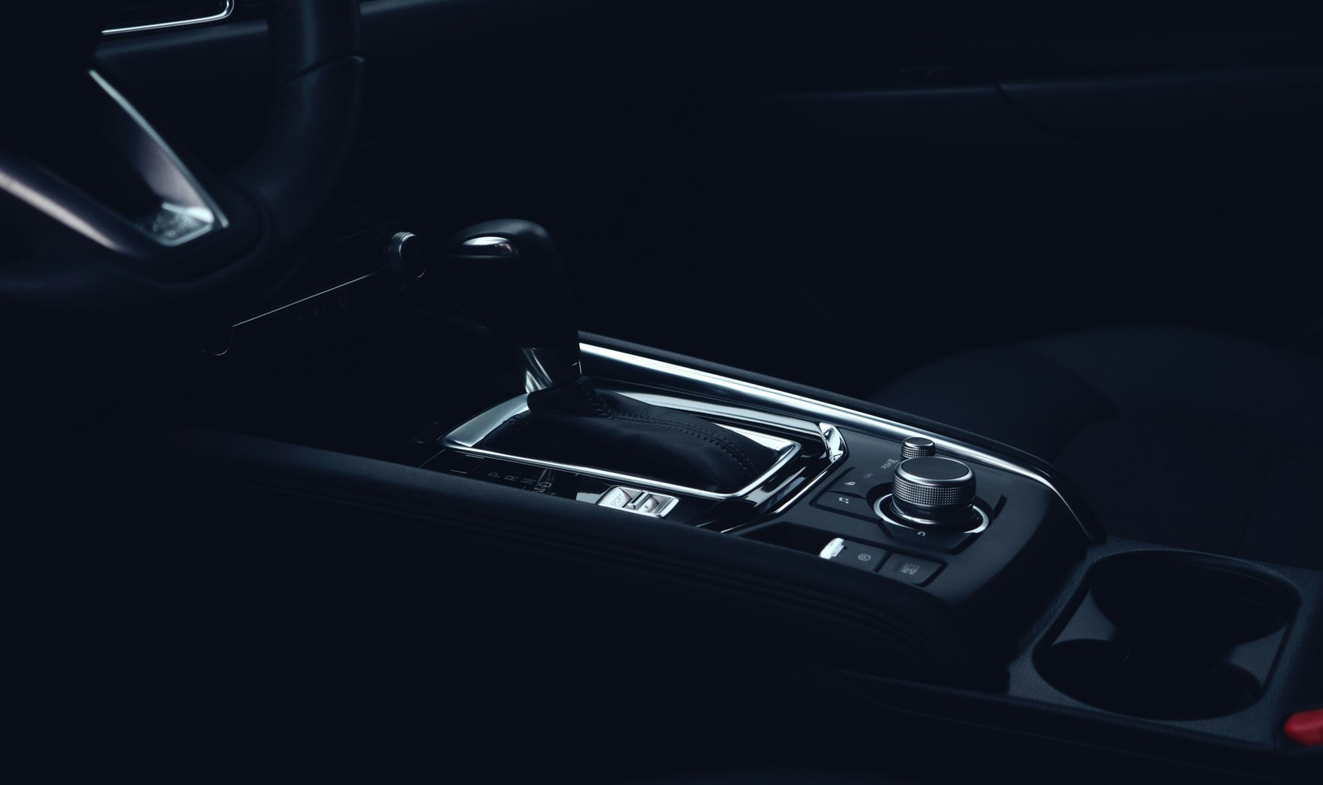 a close up of a car steering wheel